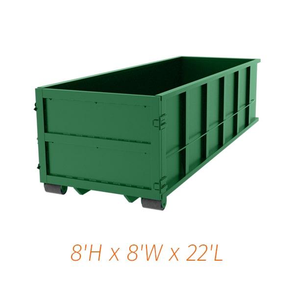 you can rent a 40-yard dumpster for commercial projects such as construction sites, office buildings, and warehouses